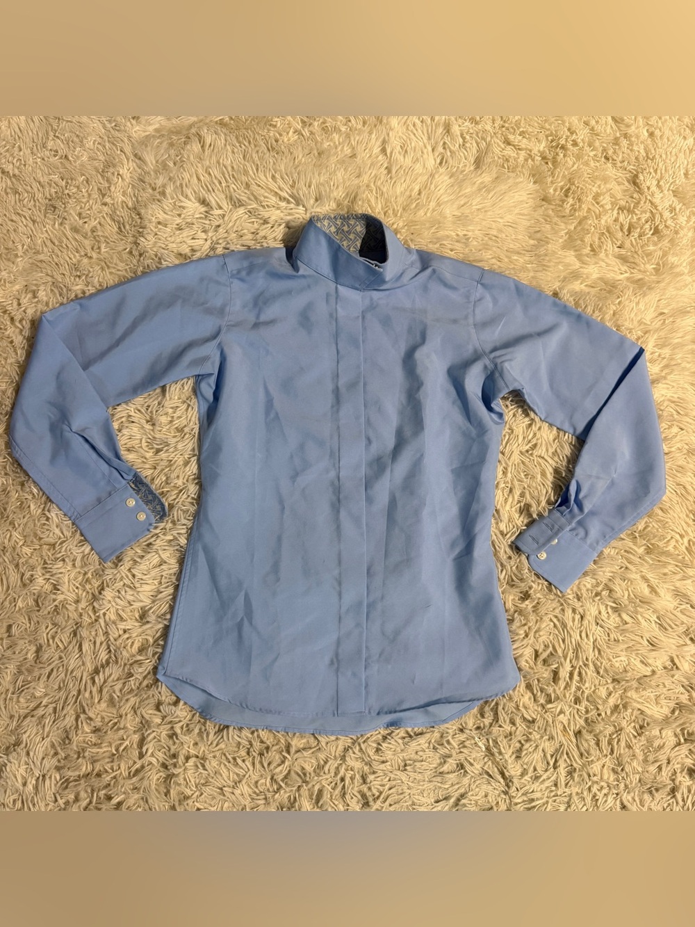 Child’s Size 12 Blue Essex Classics Long Sleeve Horseback Riding Show Shirt